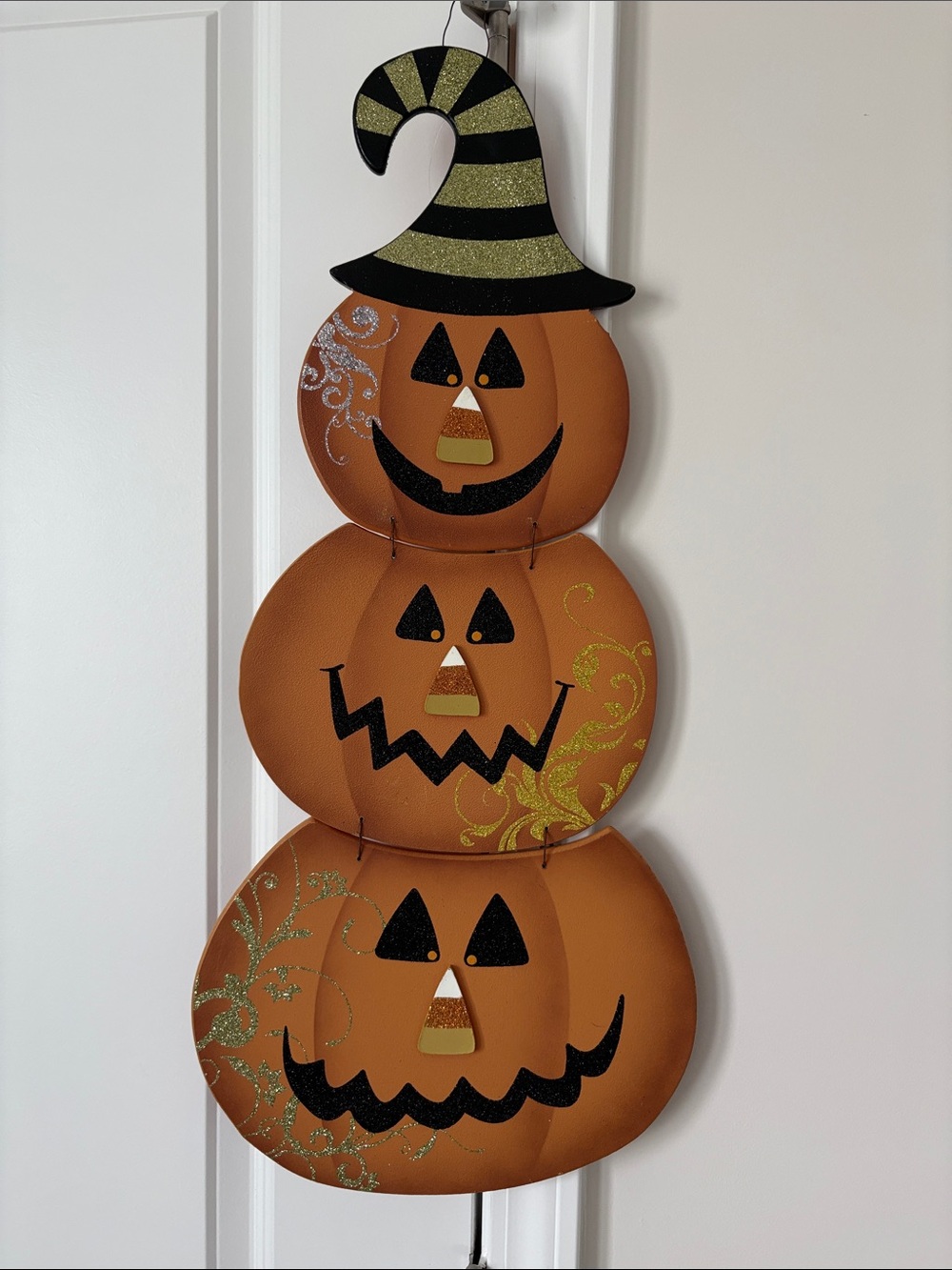 Halloween Triple Jack-O'-Lantern Door Hanger - Orange